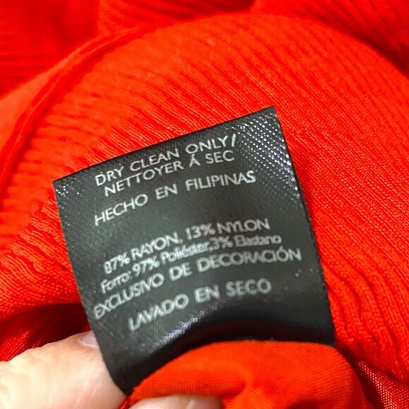 N Natori Jacquard Plisse Sleeveless Sheath Dress Size 16 NWT $169 Red Orange - Picture 5 of 9